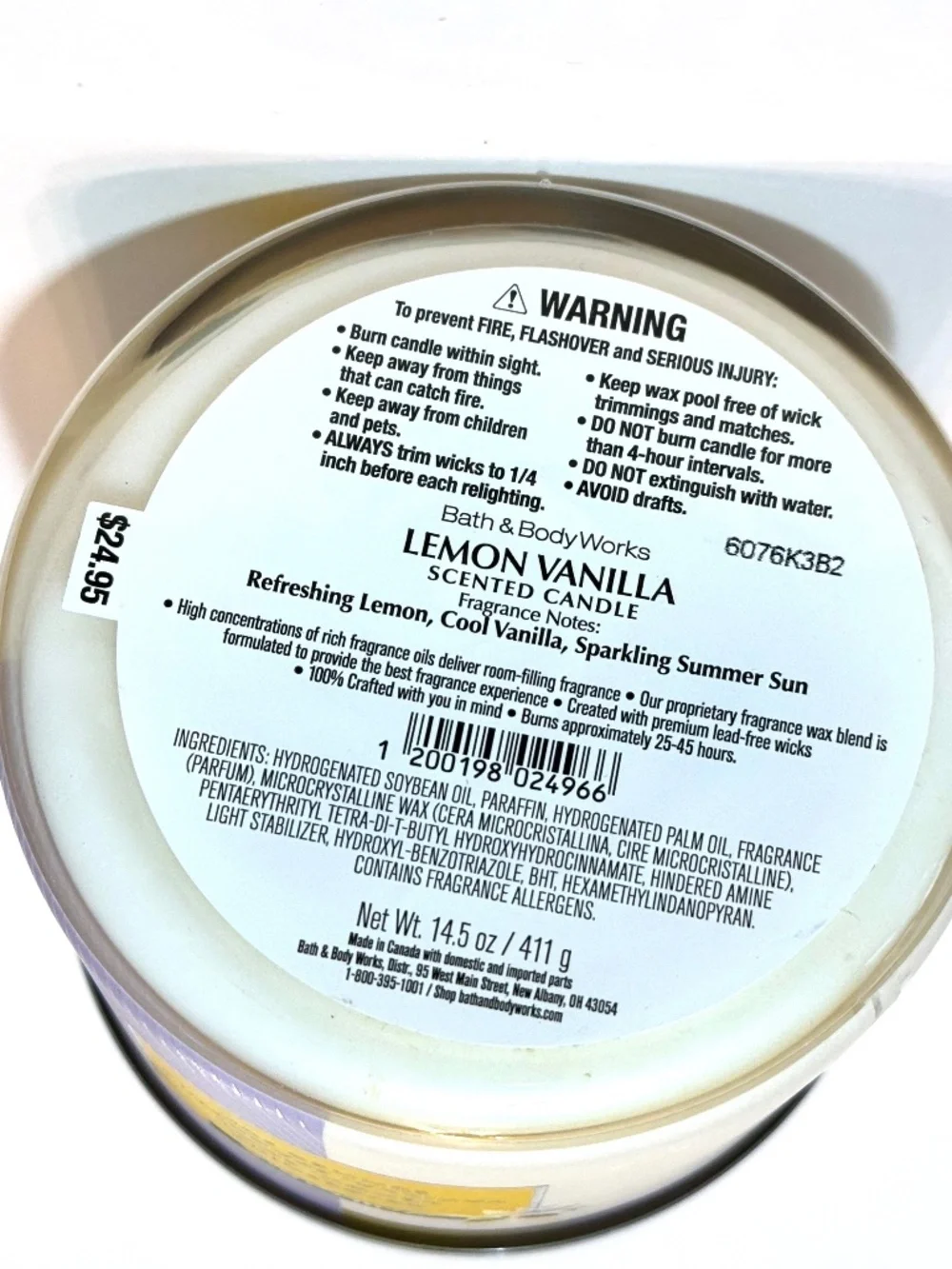 LEMON VANILLA 3-Wick Candle - Picture 2 of 3